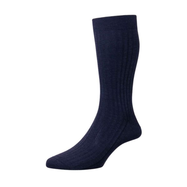 Steel Blue Danvers Mercerised Cotton Socks