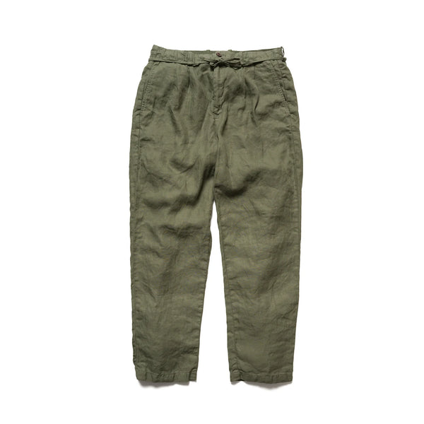 Olive SV-PT-006 Linen Tapered 2-Tuck Trousers