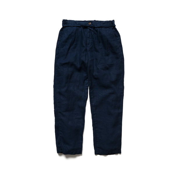 Navy SV-PT-006 Linen Tapered 2-Tuck Trousers