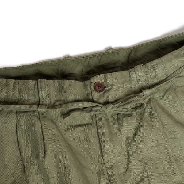 Olive SV-PT-006 Linen Tapered 2-Tuck Trousers