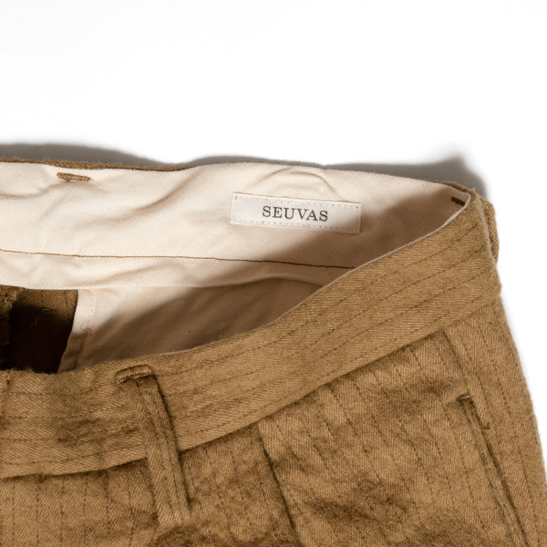 SV-PT-009L Khaki Stripe Pleated Trouser