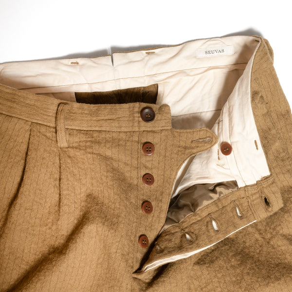 SV-PT-009L Khaki Stripe Pleated Trouser