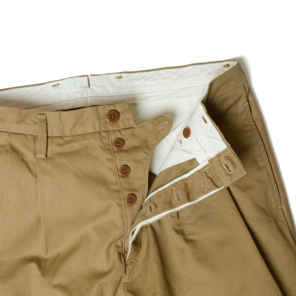 Brown SV-PT-005 2Tuck Pleated Cotton Chino Trouser