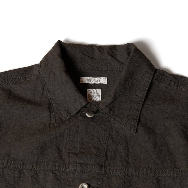 Charcoal SV-JK-027 L/C Trucker Cotton Linen Jacket