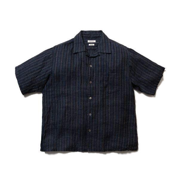 Navy Stripe SV-SH-033 Linen Open Collar S/S Shirt