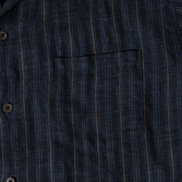Navy Stripe SV-SH-033 Linen Open Collar S/S Shirt