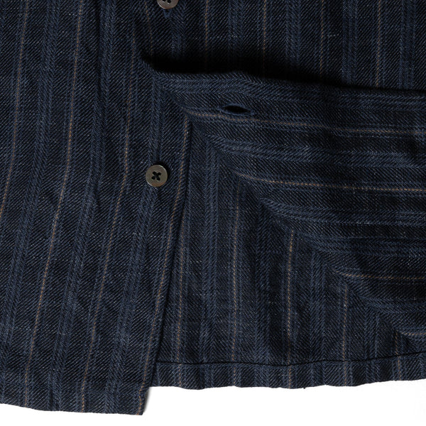 Navy Stripe SV-SH-033 Linen Open Collar S/S Shirt
