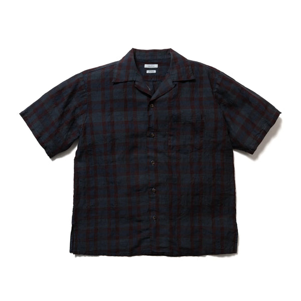 Navy Overdyed SV-SH-034 Linen Open Collar S/S Shirt