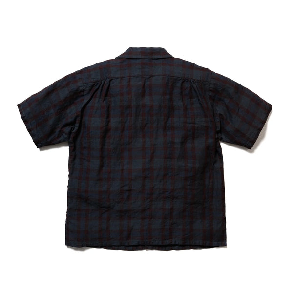 Navy Overdyed SV-SH-034 Linen Open Collar S/S Shirt