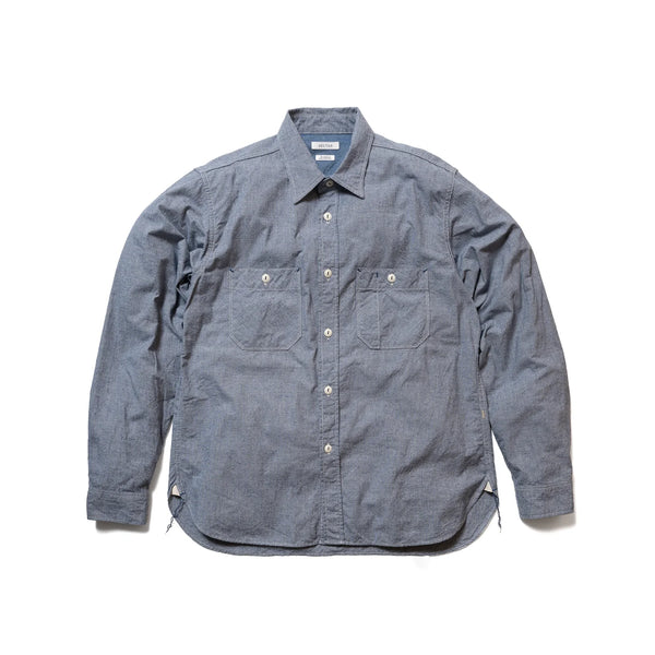 Blue SV-SH-031 Mini Check Cotton Silk Work Shirt