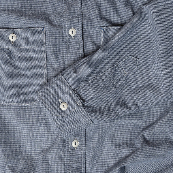 Blue SV-SH-031 Mini Check Cotton Silk Work Shirt