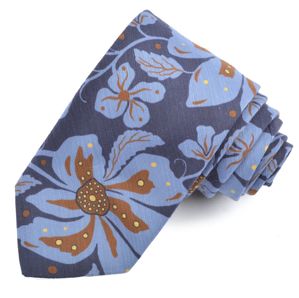 Navy Abstract Floral Silk Tie