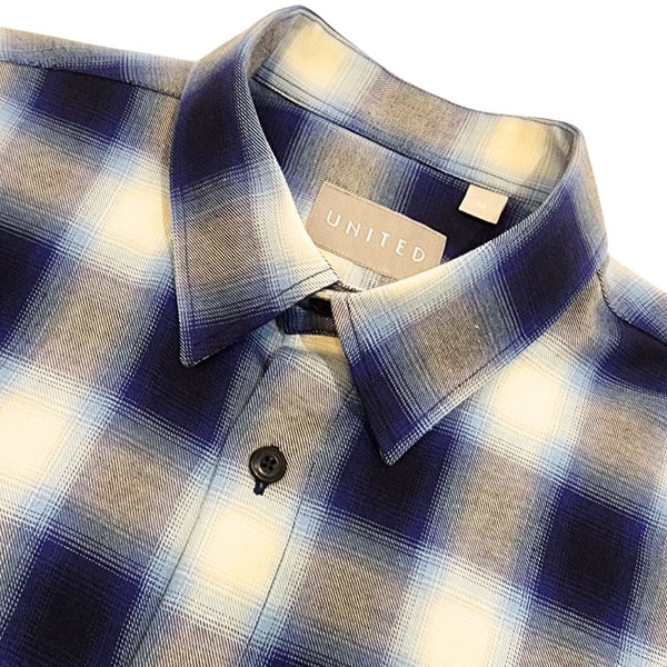 Indigo Plaid Brushed Twill Cotton Shirt