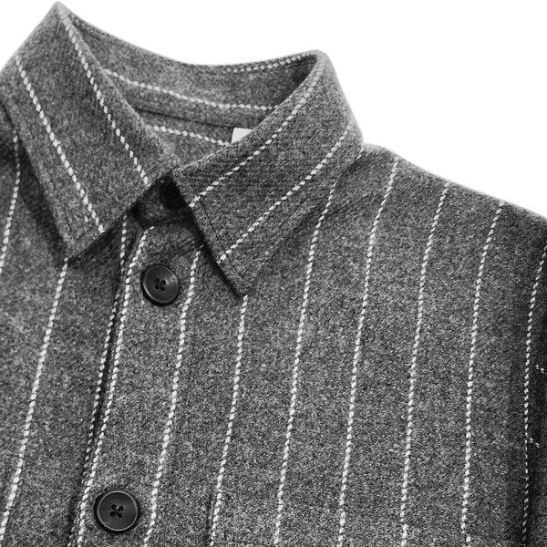 Charcoal Stripe Cotton Wool Overshirt