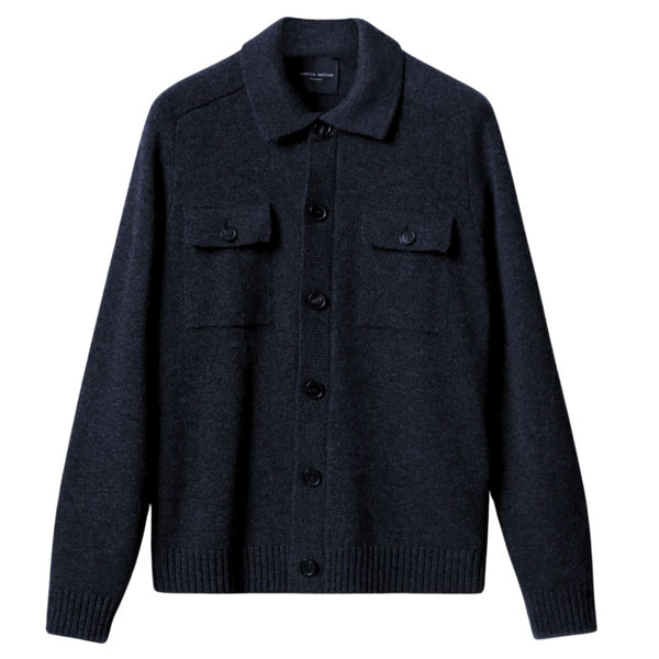 Navy Long Sleeve Button Knit Sweater