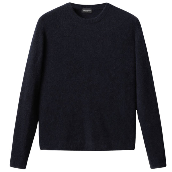 Navy Cashmere Silk Roundneck Sweater