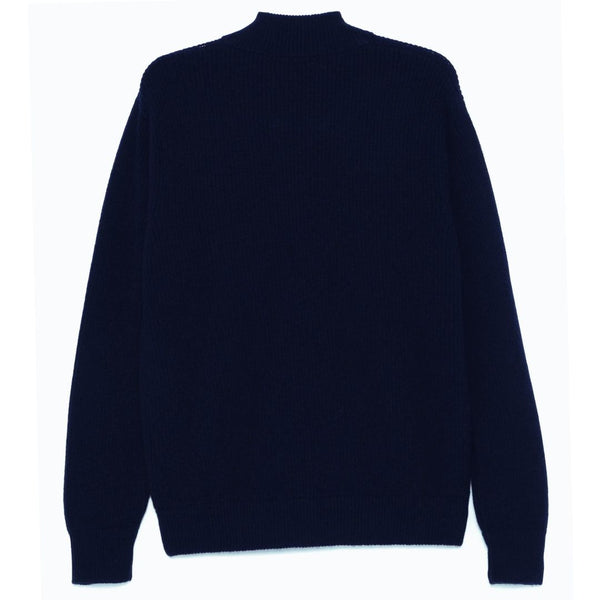 Navy Knit Zip Bomber