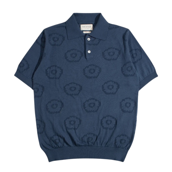 Blue Belser Geo Floral Cotton Knit S/S Polo