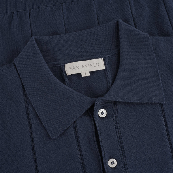 Navy Jacobs Cotton Knitted Polo