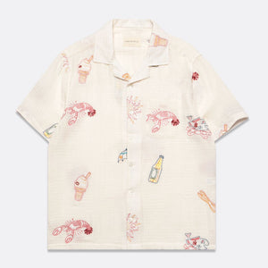 White Menu Stachio Embroidery S/S Shirt