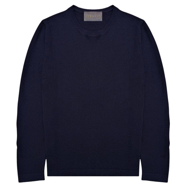 Navy Fine Knit Crewneck Sweater