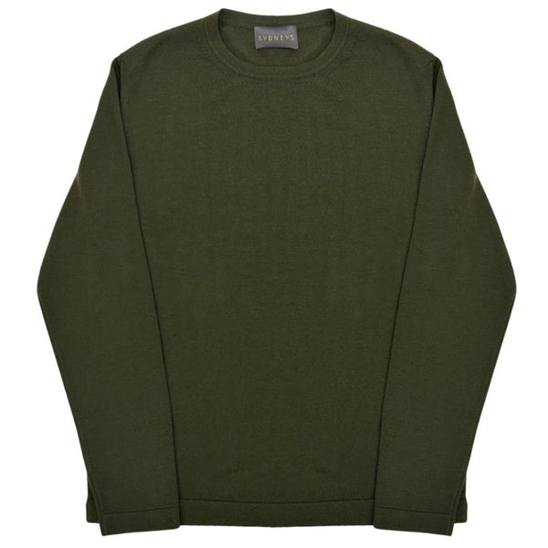 Olive Fine Knit Crewneck Sweater