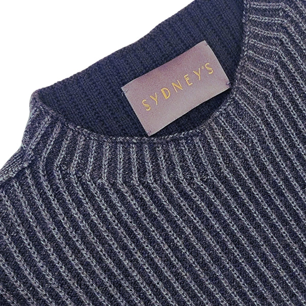 Navy/ Grey Reversible Ribbed Knit Sweater