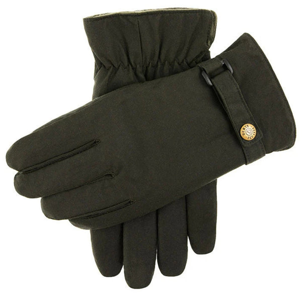 Olive Fleece Lined Waxed Cotton Gloves