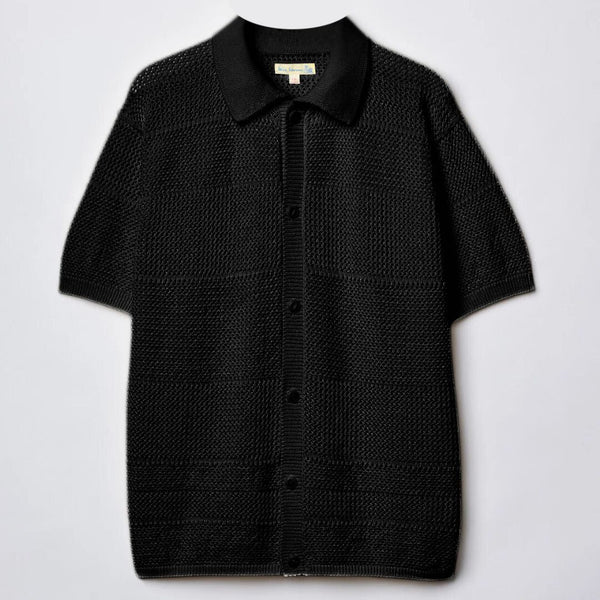 Deep Black KNITSHIRT01X Cotton Crochet Shirt