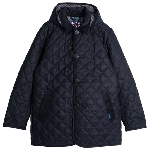 Navy Marl Denston Hooded Wool Jacket