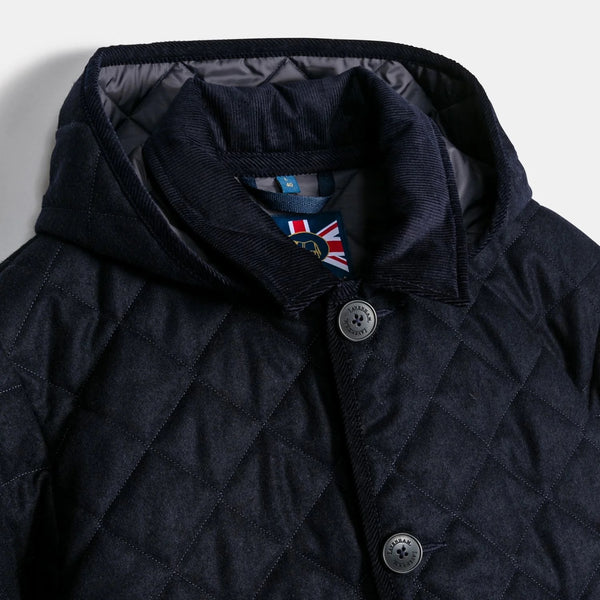 Navy Marl Denston Hooded Wool Jacket