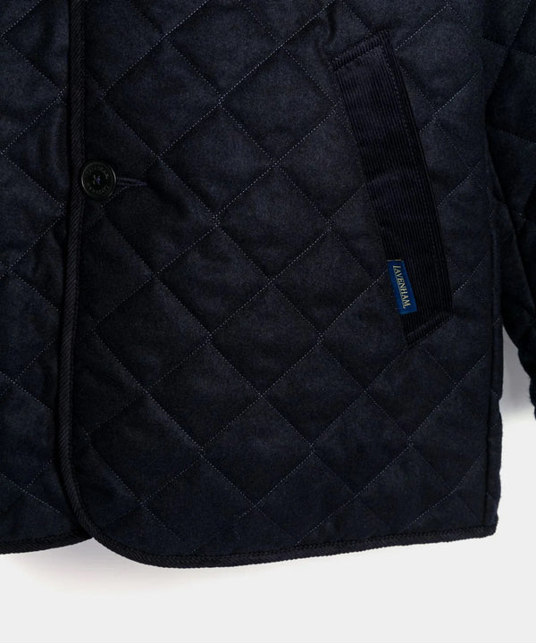 Navy Marl Denston Hooded Wool Jacket