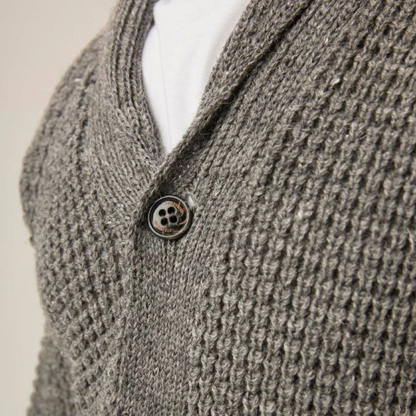 Steel Waffle Shawl Wool Cardigan