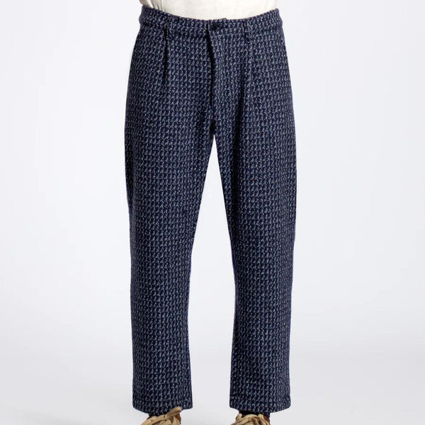 Meteorite Black & Navy Textured Jacquard Ryder Wool Trouser