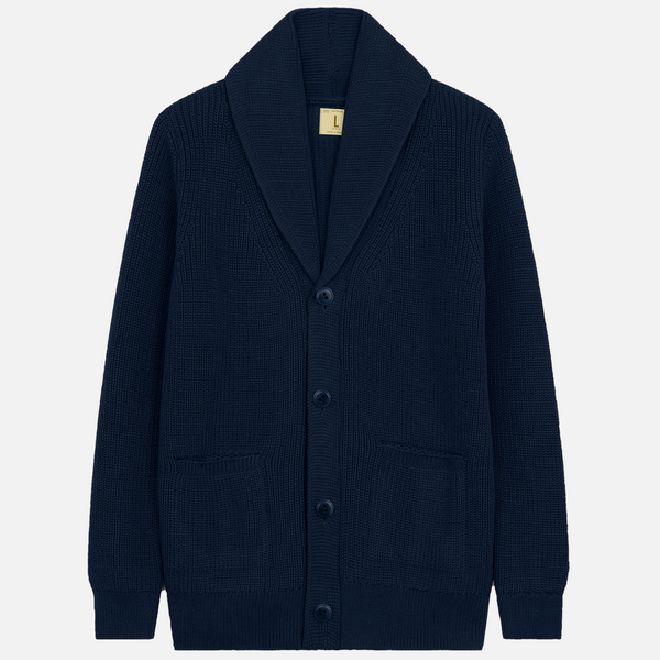 Navy Vasken Merino Wool Cardigan