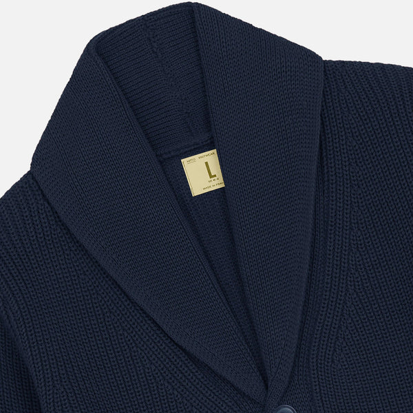 Navy Vasken Merino Wool Cardigan