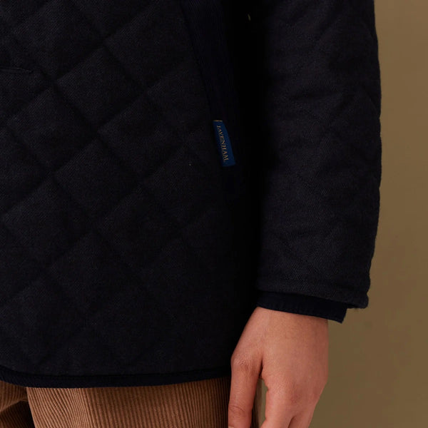 Navy Marl Denston Hooded Wool Jacket