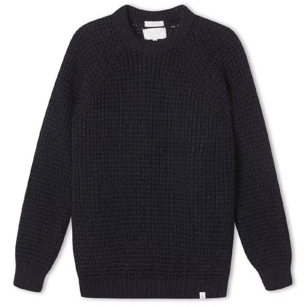 Navy Waffle Crew Neck Jumper