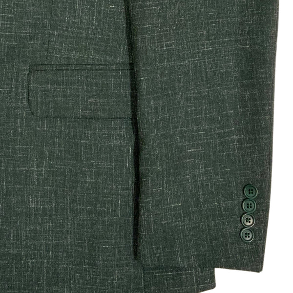 Verdure Crosshatch Two Button Wool, Silk & Linen Suit