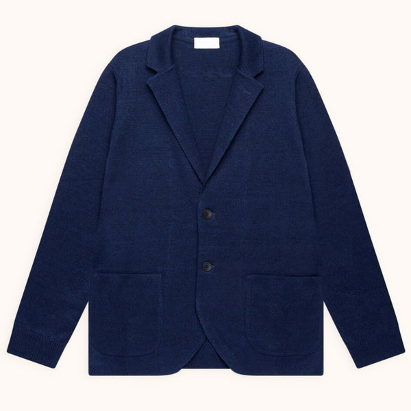 Blue Linen Cotton Knit Blazer