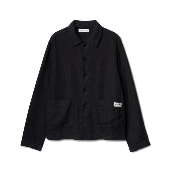 Black JKT08 Cropped Worker's Linen Jacket