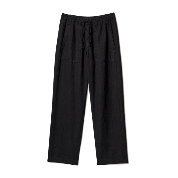 Deep Black PANTS05LI Worker's Linen Drawstring Trousers