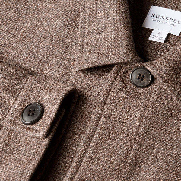 Dark Cedar Cotton Linen Twin Pocket Chore Jacket