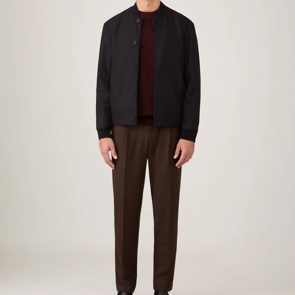 Navy Wool Jersey Rib Bomber