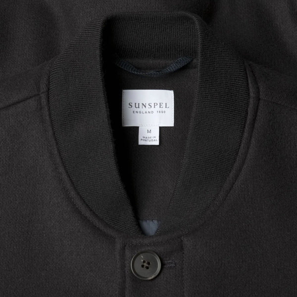 Navy Wool Jersey Rib Bomber