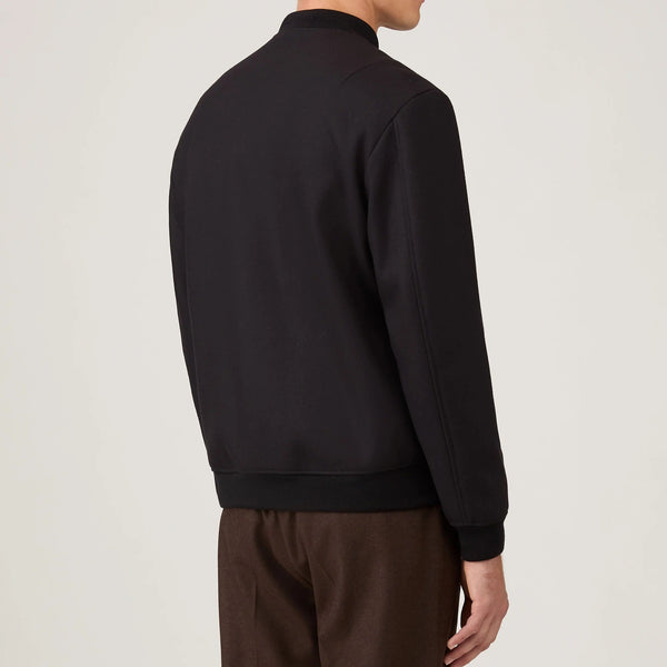 Navy Wool Jersey Rib Bomber