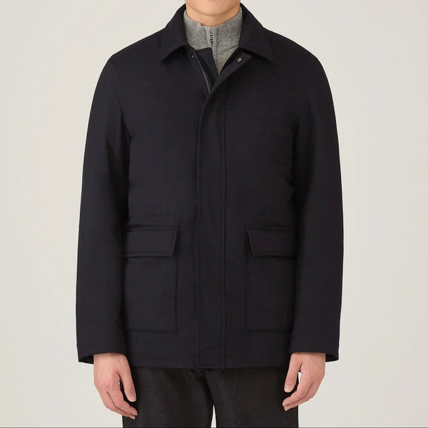 Navy Insulated Wool Cashmere Field Jacket