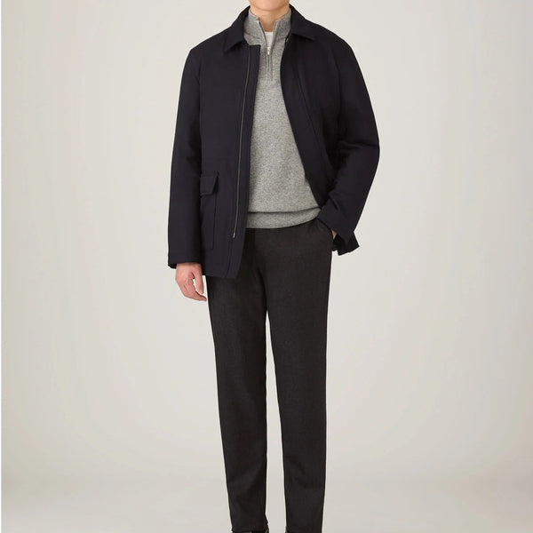 Navy Insulated Wool Cashmere Field Jacket