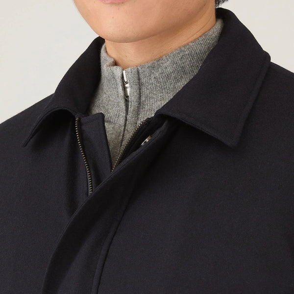 Navy Insulated Wool Cashmere Field Jacket