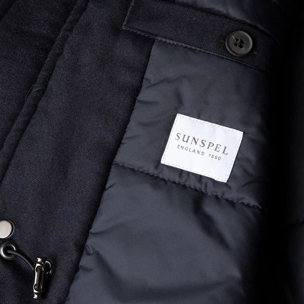 Navy Insulated Wool Cashmere Field Jacket
